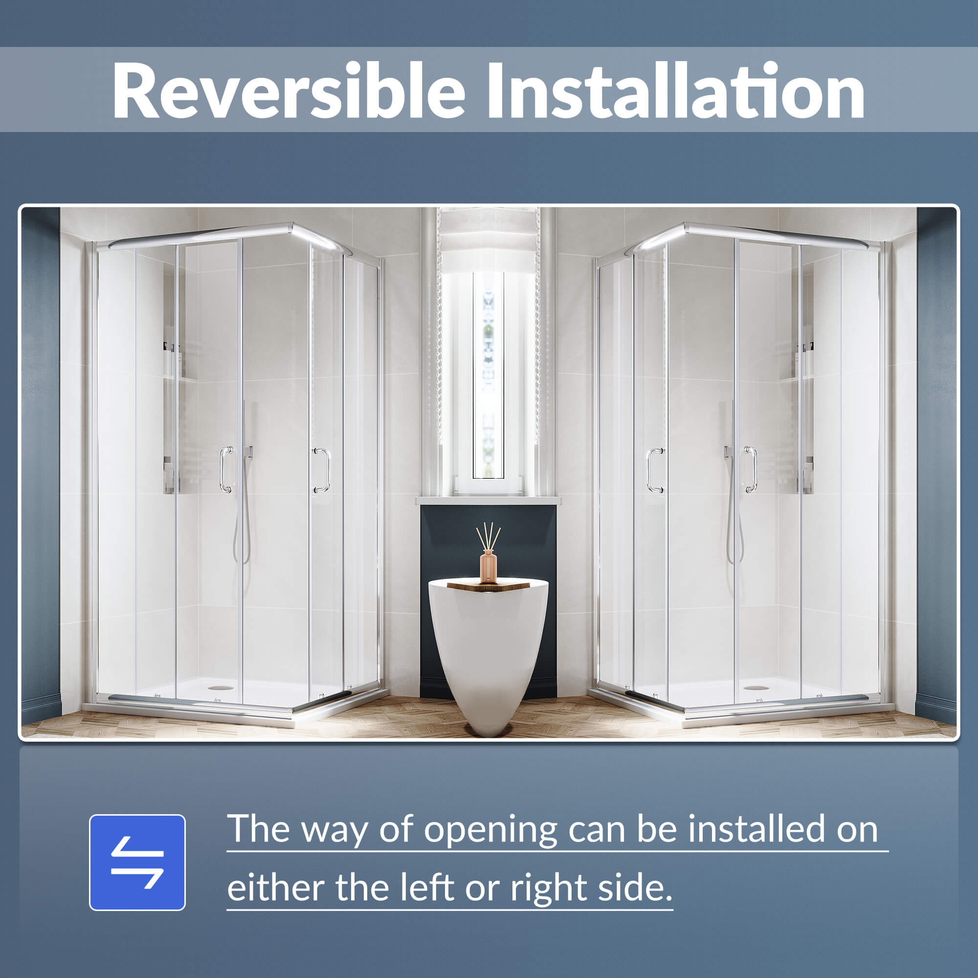 Corner Shower Enclosure 36 in. D x 36 in. W x 72 in. H with Base