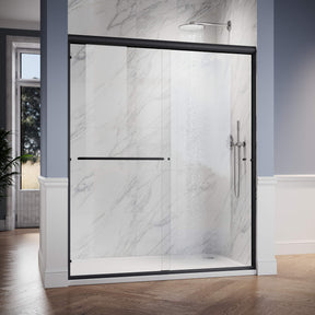 SUNNY SHOWER 1/4 inch Black Finish Double Sliding Shower Doors