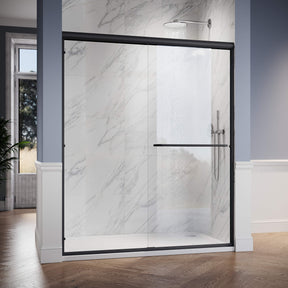 SUNNY SHOWER 1/4 inch Black Finish Double Sliding Shower Doors