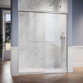 SUNNY SHOWER 1/4 inch Chrome Finish Double Sliding Shower Doors