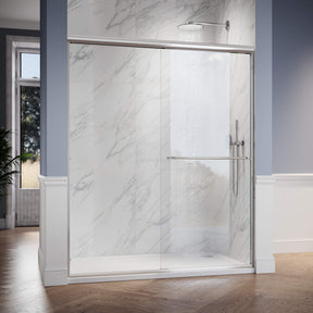 SUNNY SHOWER 1/4 inch Chrome Finish Double Sliding Shower Doors