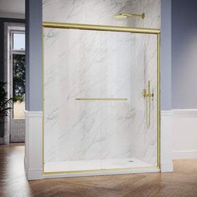 SUNNY SHOWER 1/4 inch Gold Finish Double Sliding Shower Doors