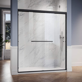 SUNNY SHOWER 1/4 inch Black Finish Double Sliding Shower Doors