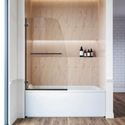 SUNNY SHOWER 34" x 58" Black Finish Bathtub Shower Door & Frameless Hinged Door for tub