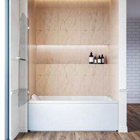 SUNNY SHOWER 34" x 58" Chrome Finish Bathtub Shower Door & Frameless Hinged Door for tub