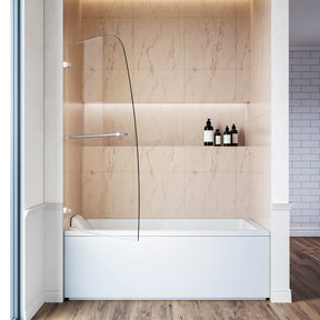 SUNNY SHOWER 34" x 58" Chrome Finish Bathtub Shower Door & Frameless Hinged Door for tub