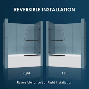 Reversible for right or left door opening installation. Suitable for installation on any straight bathtub