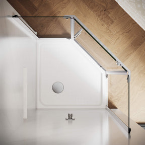 SUNNY SHOWER 36.5" W x 36.5" D x 72" H Chrome Finish Corner Diamond Shower Enclosure with Pivot Door Overhead View