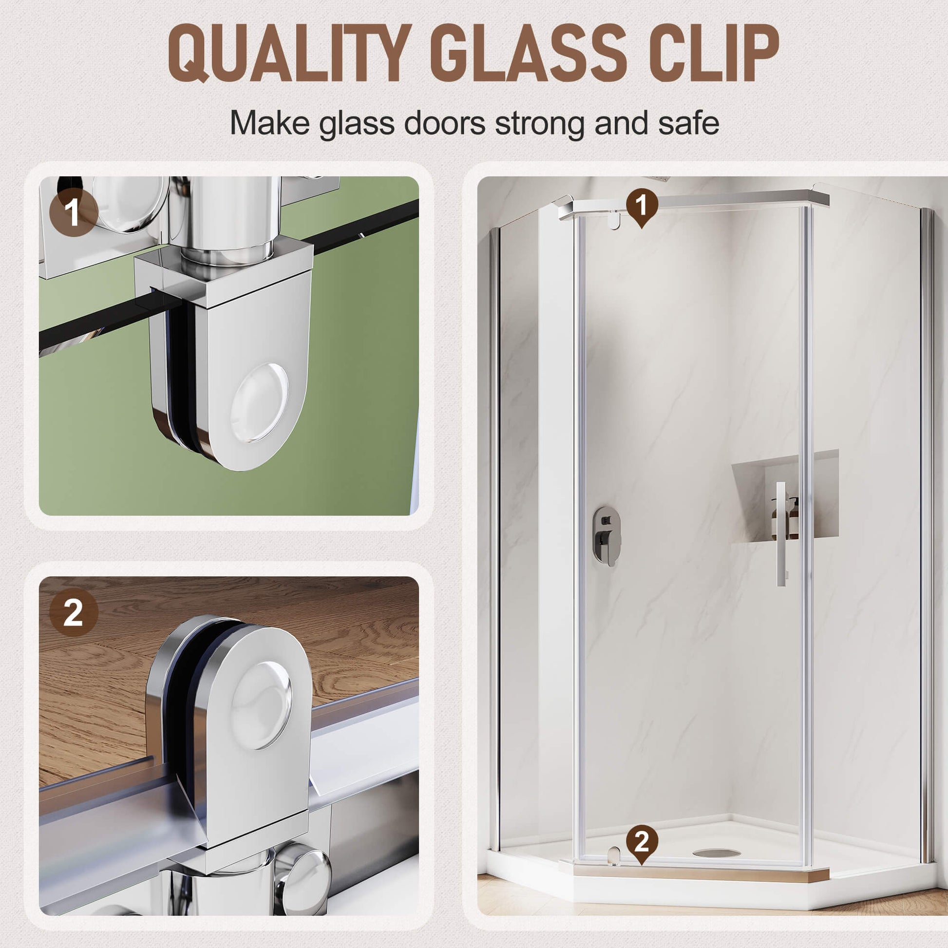 QUALITY GLASS CLIP: Make glass doors strong and safe