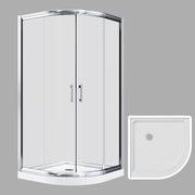 SUNNY SHOWER 36.7 in. W x 36.7 in. D x 72 in. H Chrome Finish Quadrant Enclosures With Double Sliding Doors And White Quadrant Base