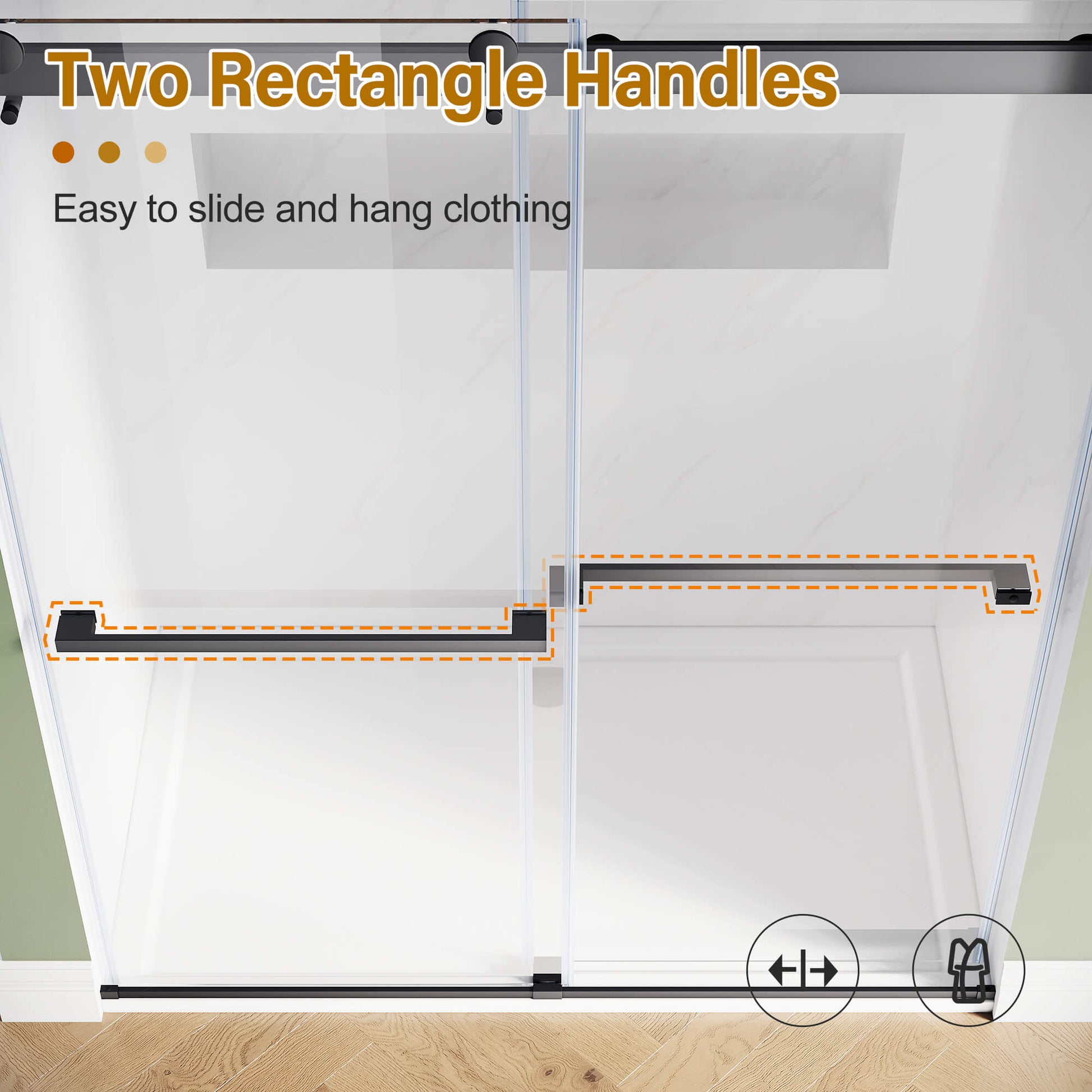 Two Rectangle Handles: Easy to slide and hang clothing