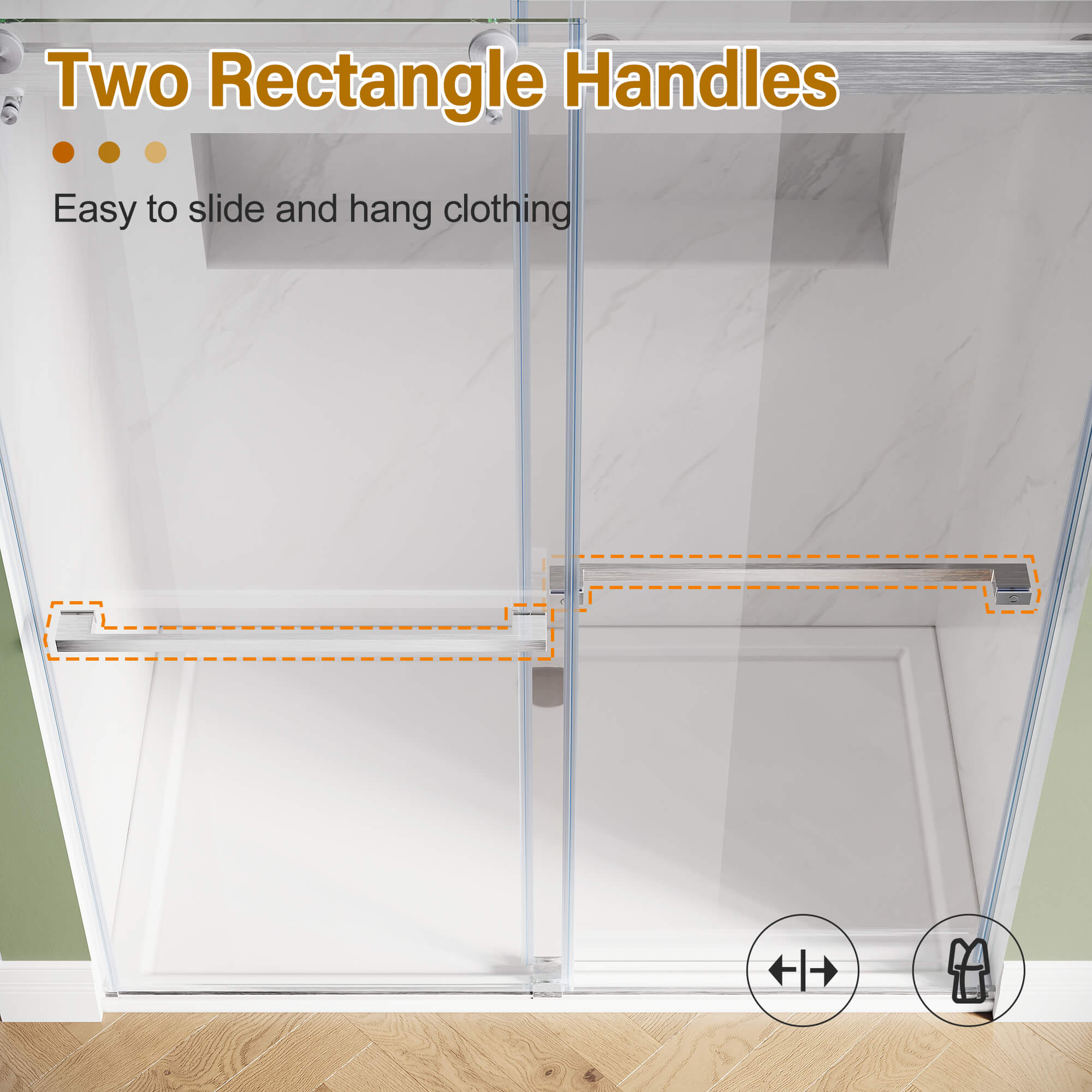 Two Rectangle Handles: Easy to slide and hang clothing