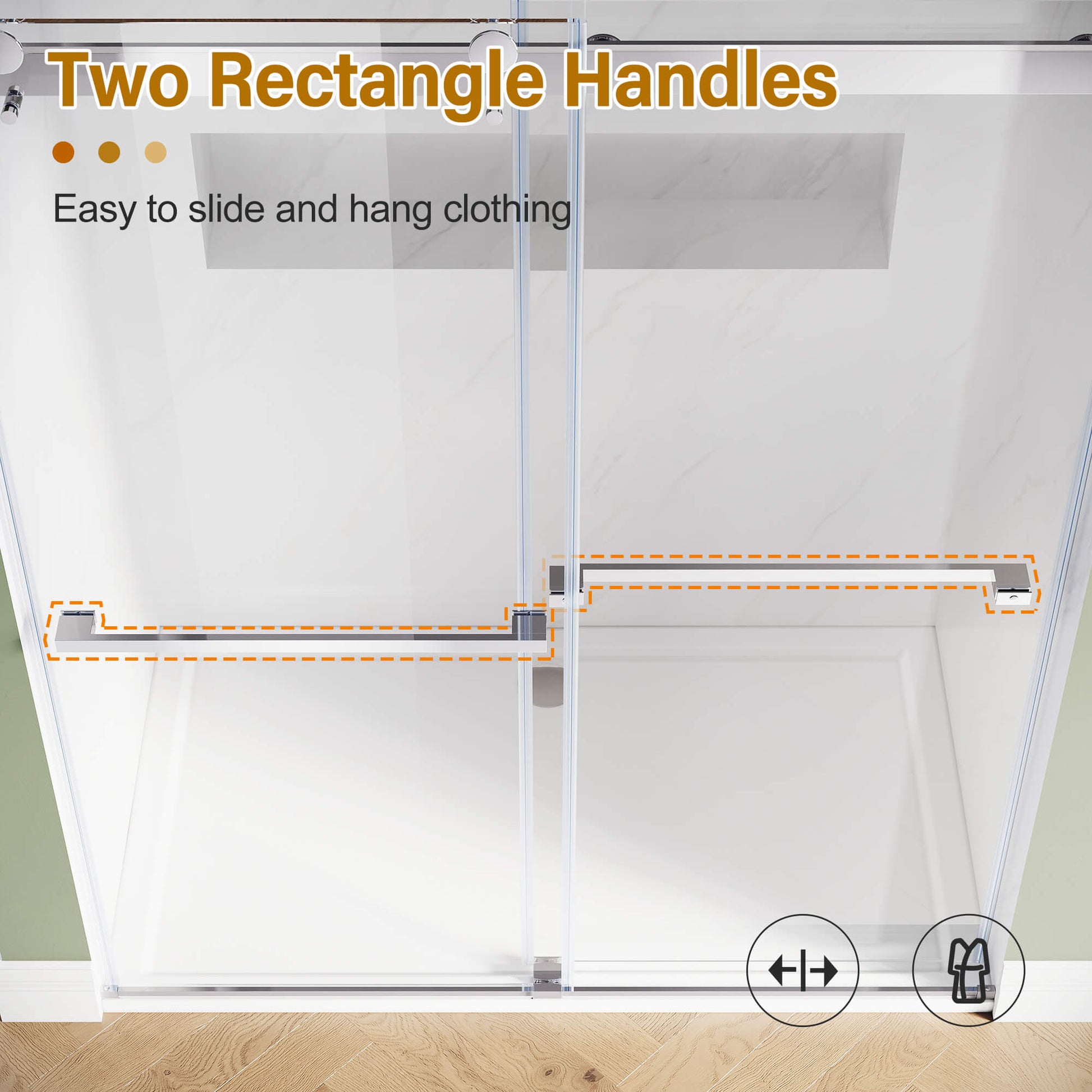 Two Rectangle Handles: Easy to slide and hang clothing