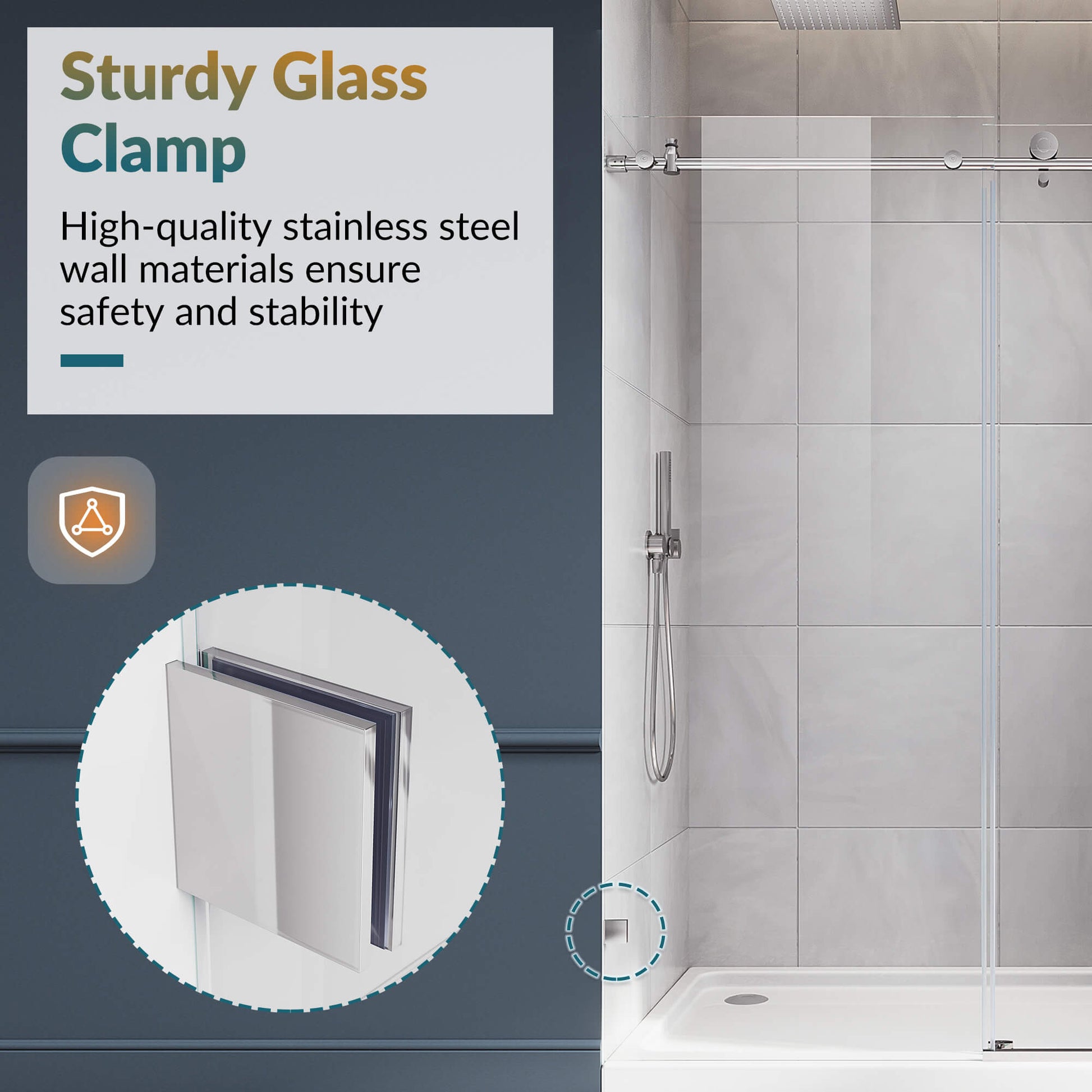 Sturdy Glass Clamp: High-quality stainless steel wall materials ensure safety and stability