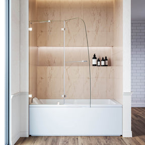 SUNNY SHOWER 48" x 58" Chrome Finish Bathtub Shower Door & Frameless Hinged Door for tub