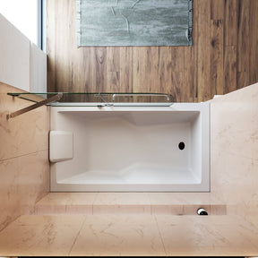 SUNNY SHOWER 48" x 58" Chrome Finish Bathtub Shower Door & Frameless Hinged Door for tub Overhead View