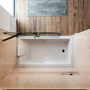 SUNNY SHOWER 48" x 58" Black Finish Bathtub Shower Door & Frameless Hinged Door for tub Overhead View