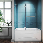 SUNNY SHOWER 48" x 58" Chrome Finish Bathtub Shower Door & Frameless Hinged Door for tub