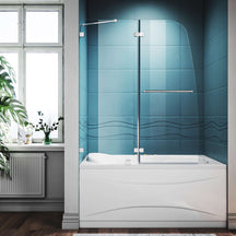 SUNNY SHOWER 48" x 58" Chrome Finish Bathtub Shower Door & Frameless Hinged Door for tub