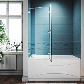 SUNNY SHOWER 48" x 58" Chrome Finish Bathtub Shower Door & Frameless Hinged Door for tub