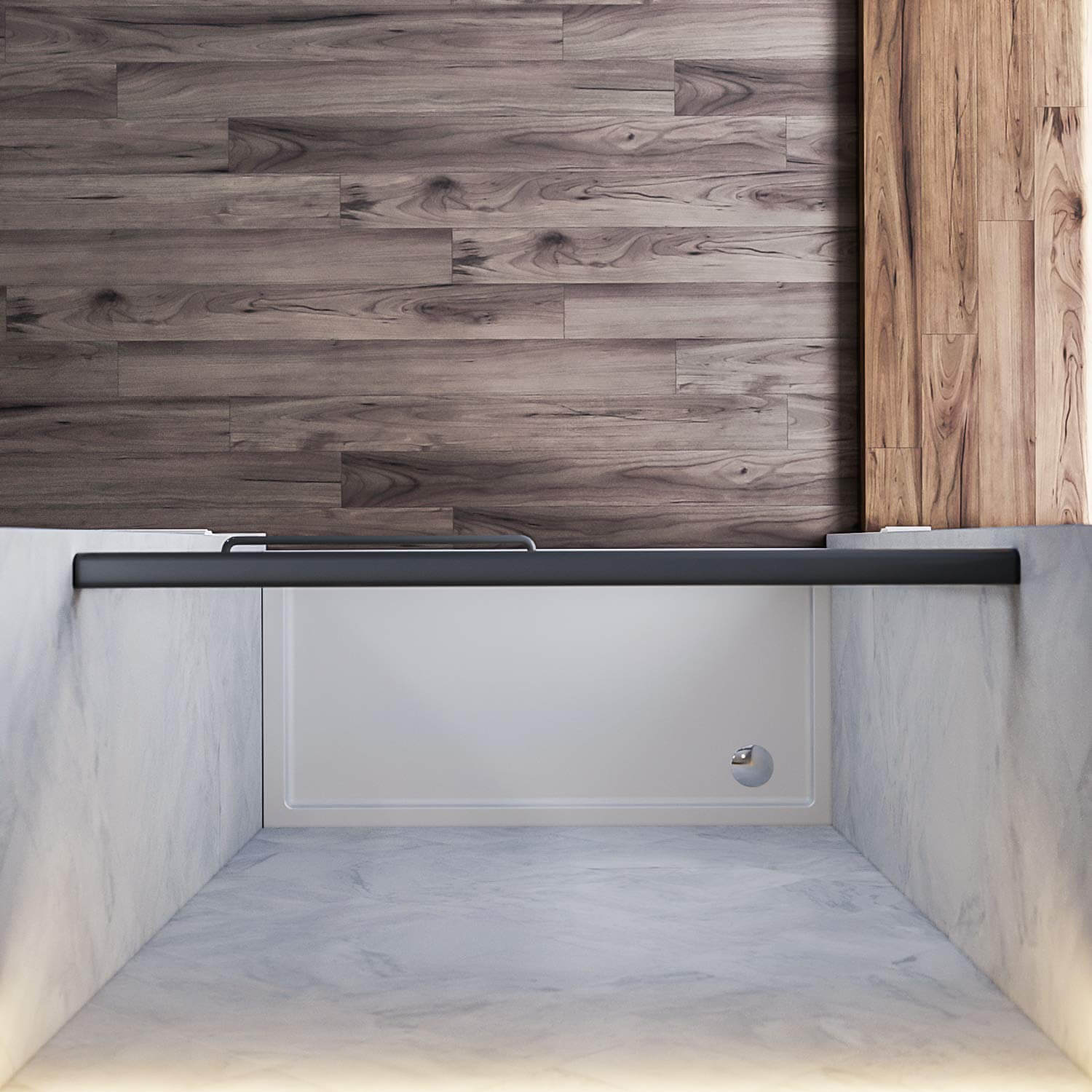 SUNNY SHOWER 54 in. W x 72 in. H Black Finish Double Sliding Shower Doors Overhead View