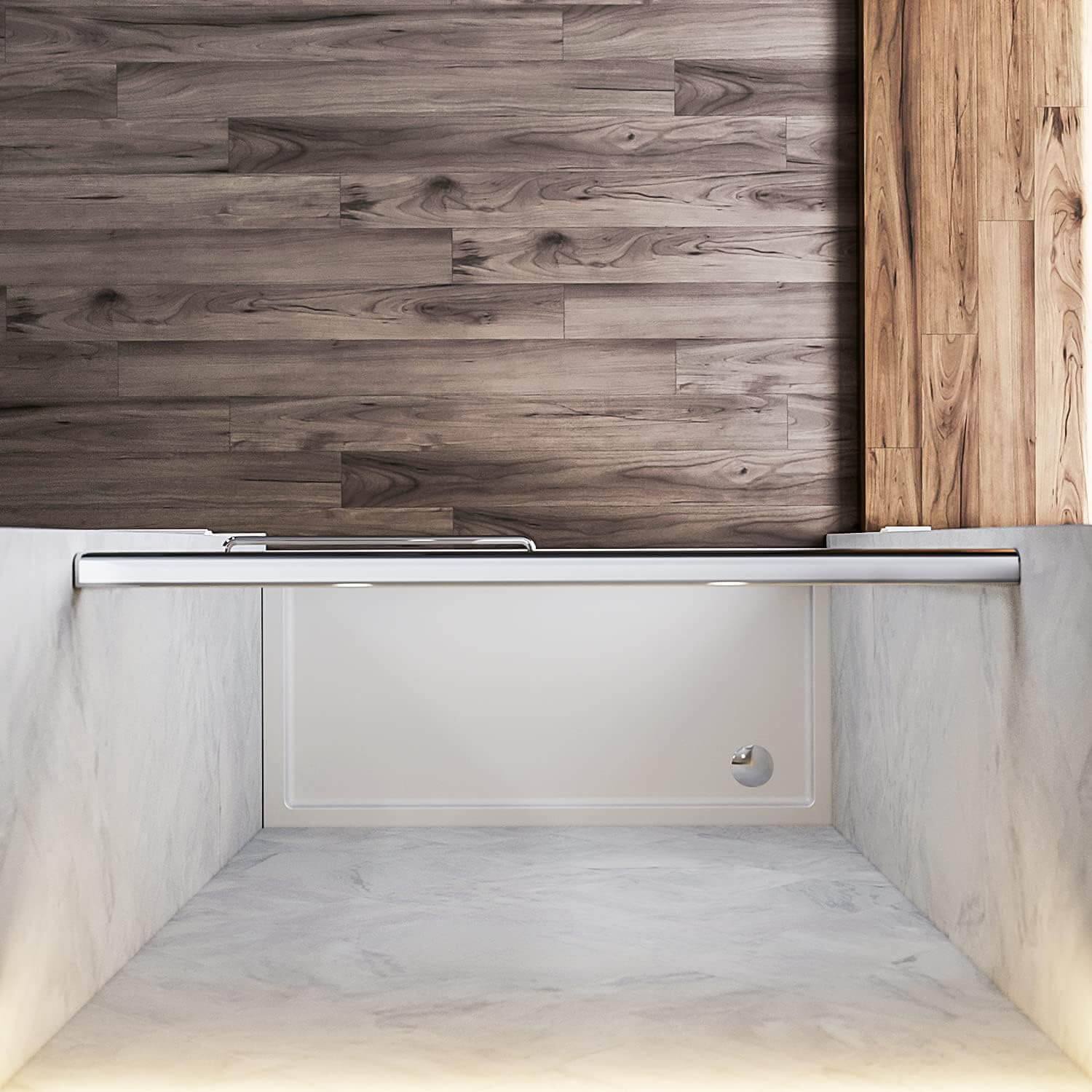 SUNNY SHOWER 54 in. W x 72 in. H Chrome Finish Double Sliding Shower Doors Overhead View