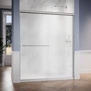SUNNY SHOWER 60" W x 72" H Double Sliding Shower Doors, 6mm Frosted Glass, Brushed Nickel Finish