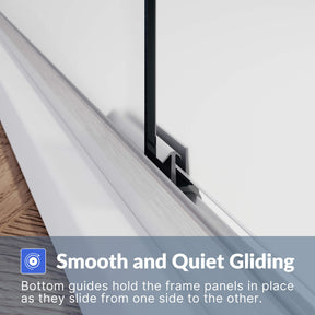 Smooth and Quiet Gliding: Bottom guides hold the frame panels in place as they slide from one side to the other.
