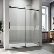 SUNNY SHOWER 60" W x 72" H Black Finish Frameless Sliding Shower Doors