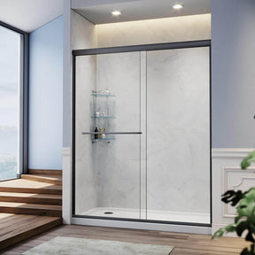 SUNNY SHOWER 60 in. W x 72 in. H Black Finish Double Sliding Shower Doors