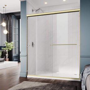 SUNNY SHOWER 60 in. W x 72 in. H Gold Finish Double Sliding Shower Doors