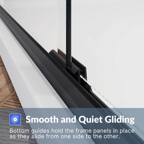 Smooth and Quiet Gliding: Bottom guides hold the frame panels in place as they slide from one side to the other.