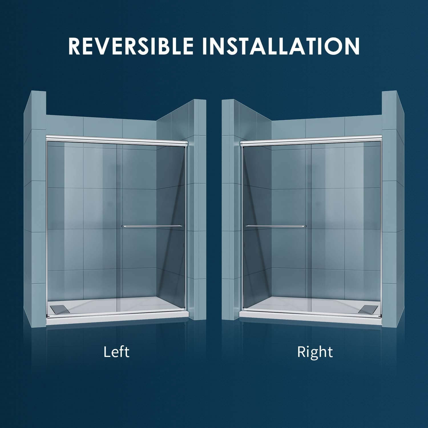 Chrome finish double sliding bypass design allows entry to the shower and can be installed on either a right-side door opening or a left-side door opening