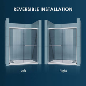 Chrome finish double sliding bypass design allows entry to the shower and can be installed on either a right-side door opening or a left-side door opening