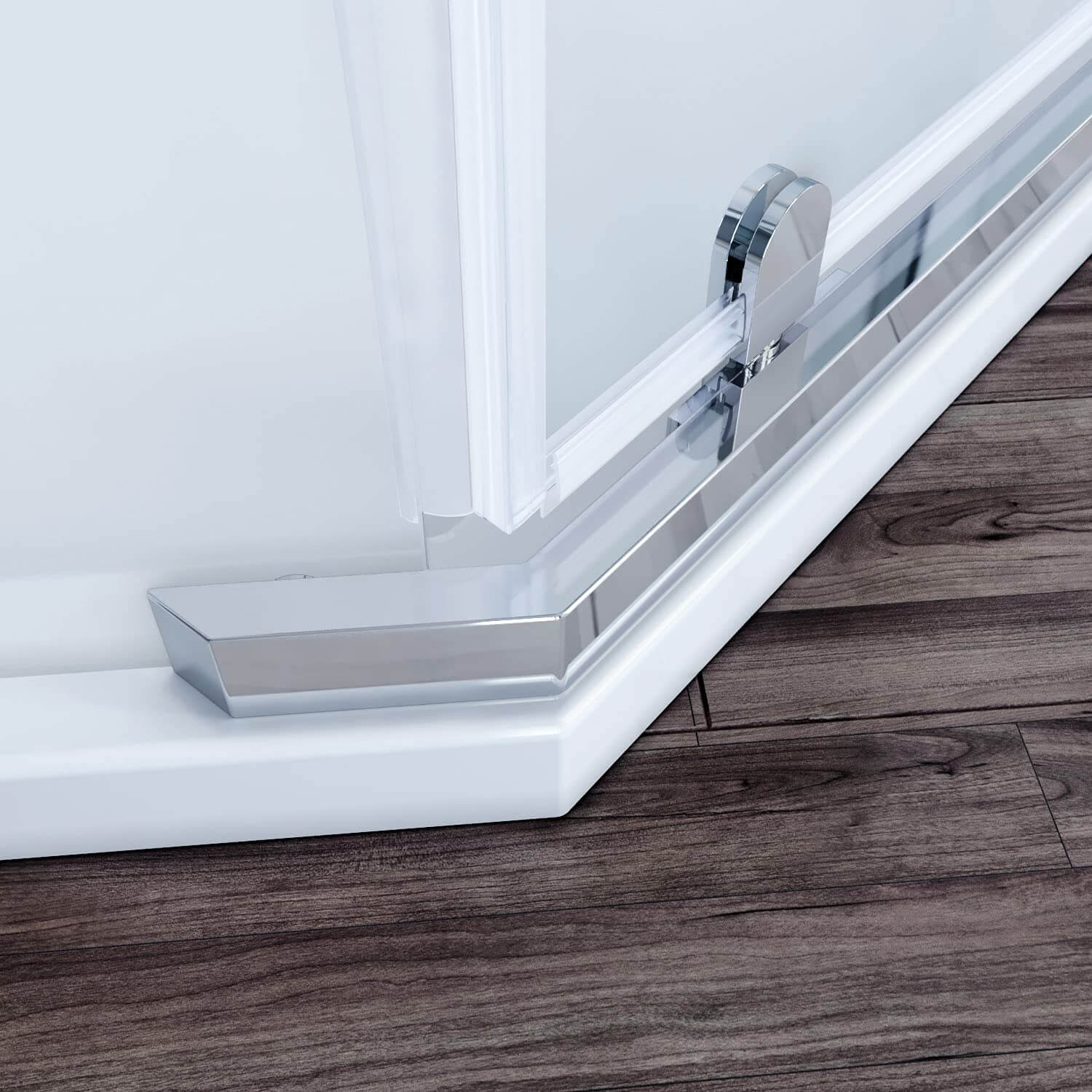 SUNNY SHOWER Pivot Enclosures With Pivot Door 36.5" W x 36.5" D x 72" H Chrome Finish Detail