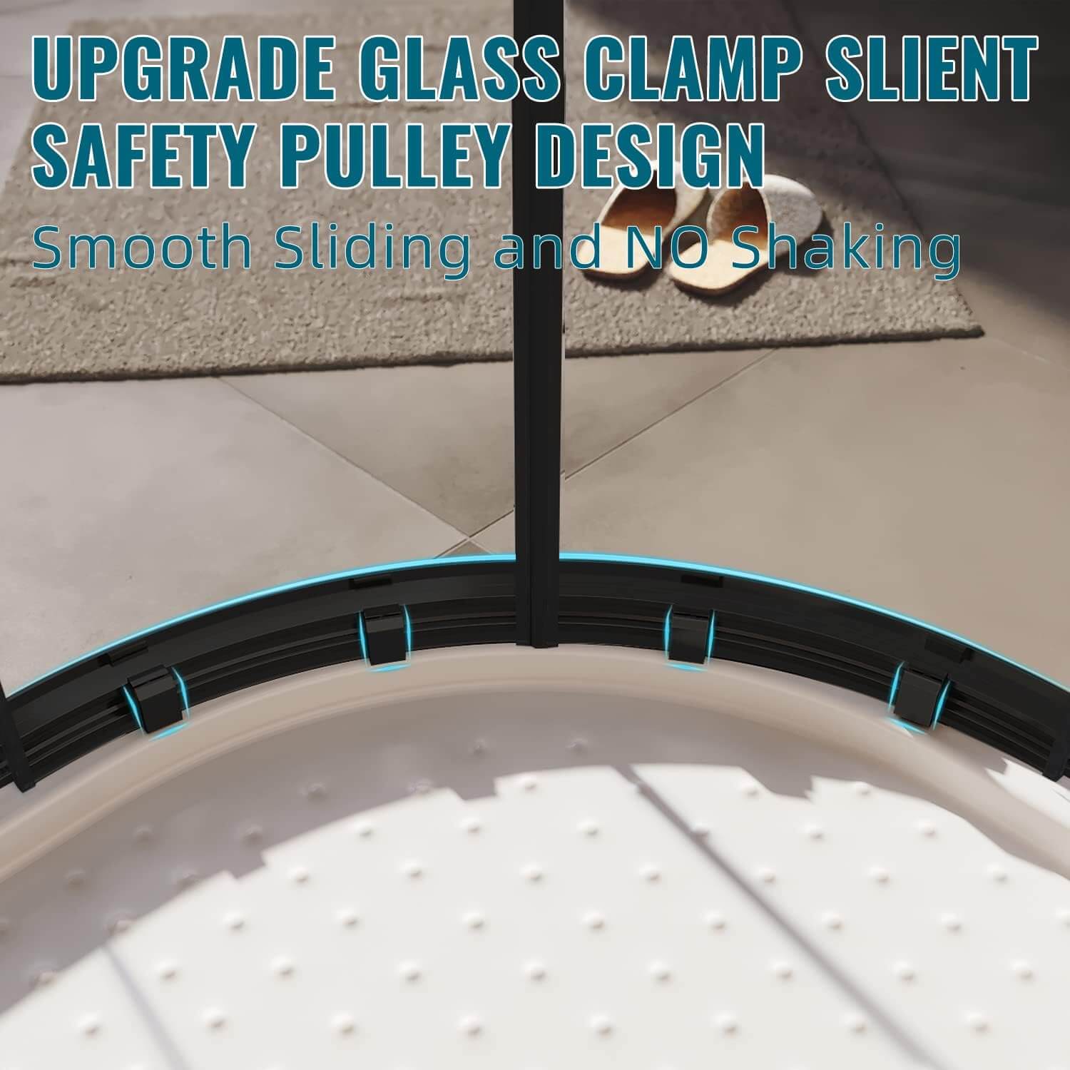 UPGRADE GLASS CLAMP SLIENT SAFETY PULLEY DESIGN