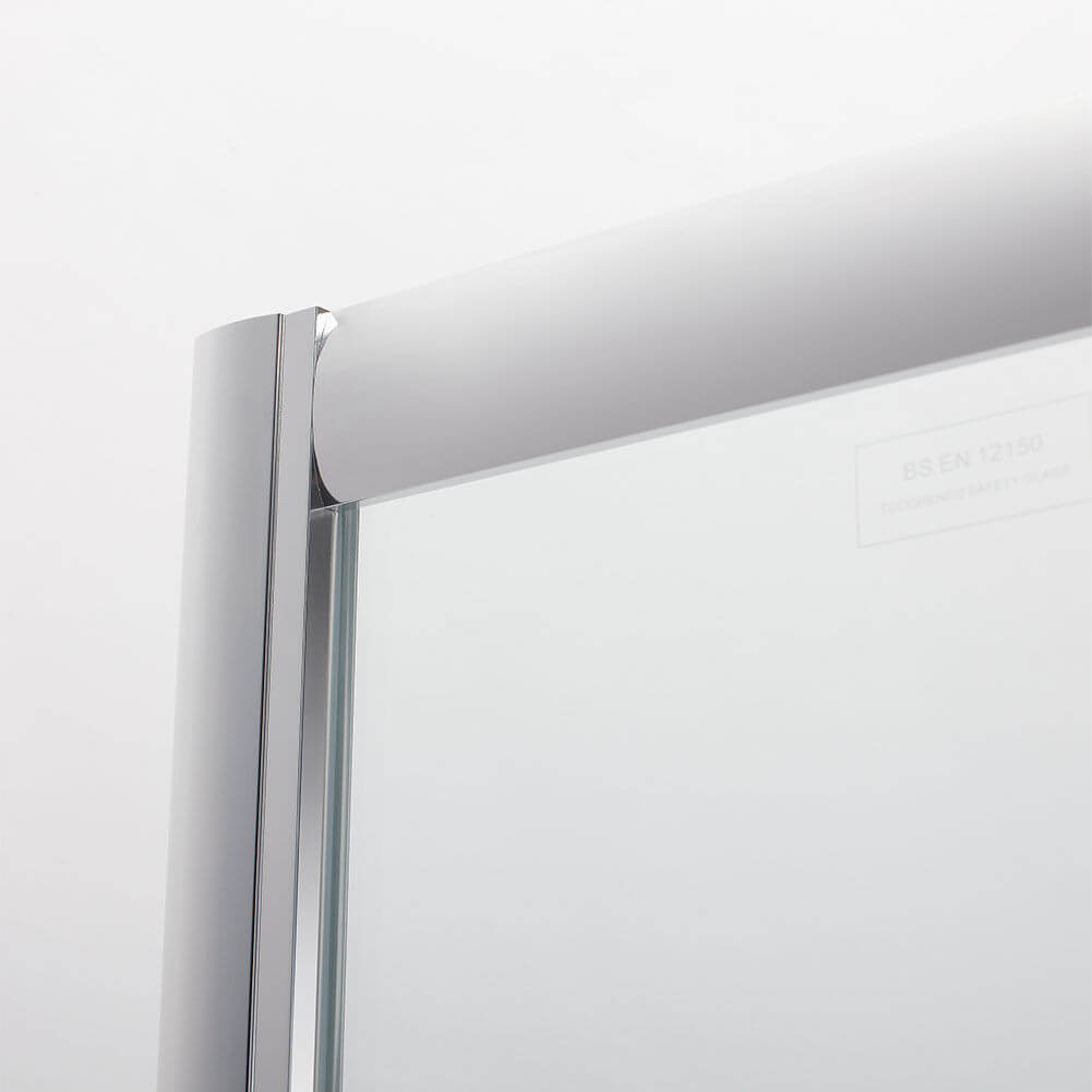 SUNNY SHOWER Corner Round Shower Enclosure with 36.7 in. W x 36.7 in. D x 72 in. H Double Sliding Doors, Chrome Finish Detail