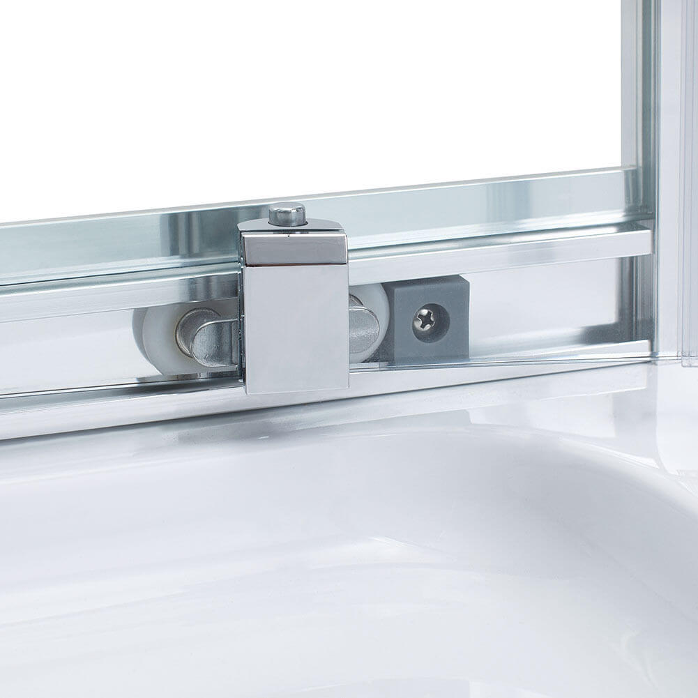 SUNNY SHOWER Corner Round Shower Enclosure with 36.7 in. W x 36.7 in. D x 72 in. H Double Sliding Doors, Chrome Finish Detail