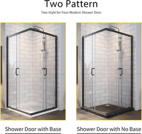 This product has two specifications to choose from: shower door without base tray and shower door with base tray