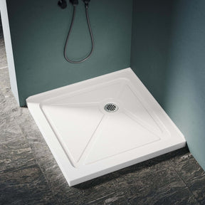 SUNNY SHOWER White Corner Drain Square Bases