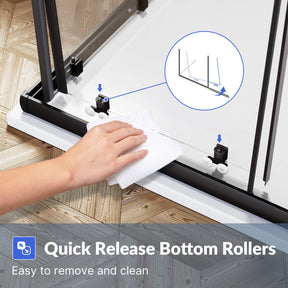 Quick Release Bottom Rollers: Easy to remove and clean