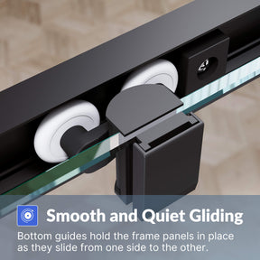 Smooth and Quiet Gliding: Bottom guides hold the frame panels in place as they slide from one side to the other