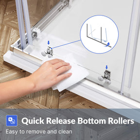 Quick Release Bottom Rollers: Easy to remove and clean