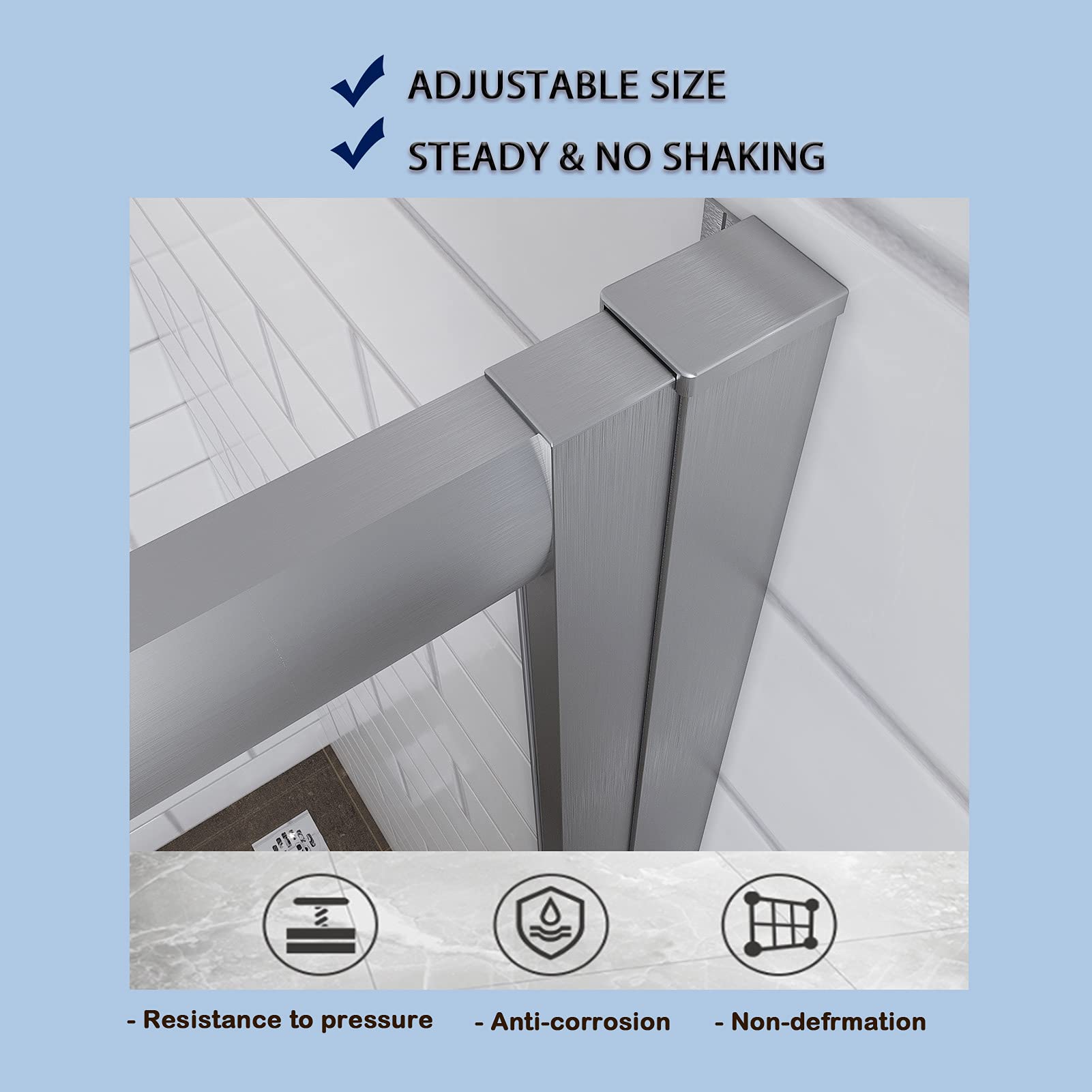 The framed square shape also makes it more sturdy and stable. steady no shaking, width adjustment range:35"-36"