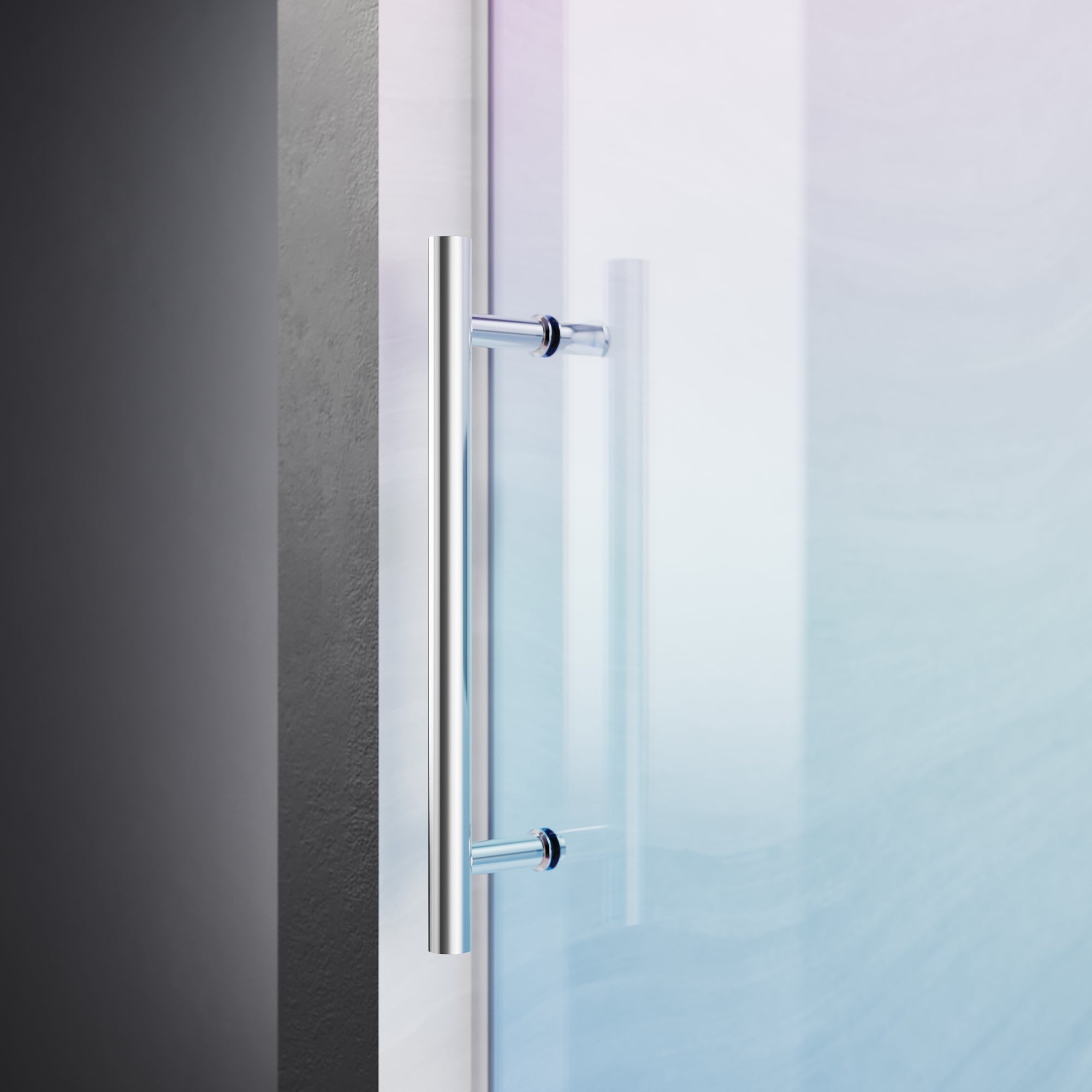 SUNNY SHOWER Custom Gradient Glass Double Sliding Shower Doors, Black Finish / Bright Silver / Brushed Silver