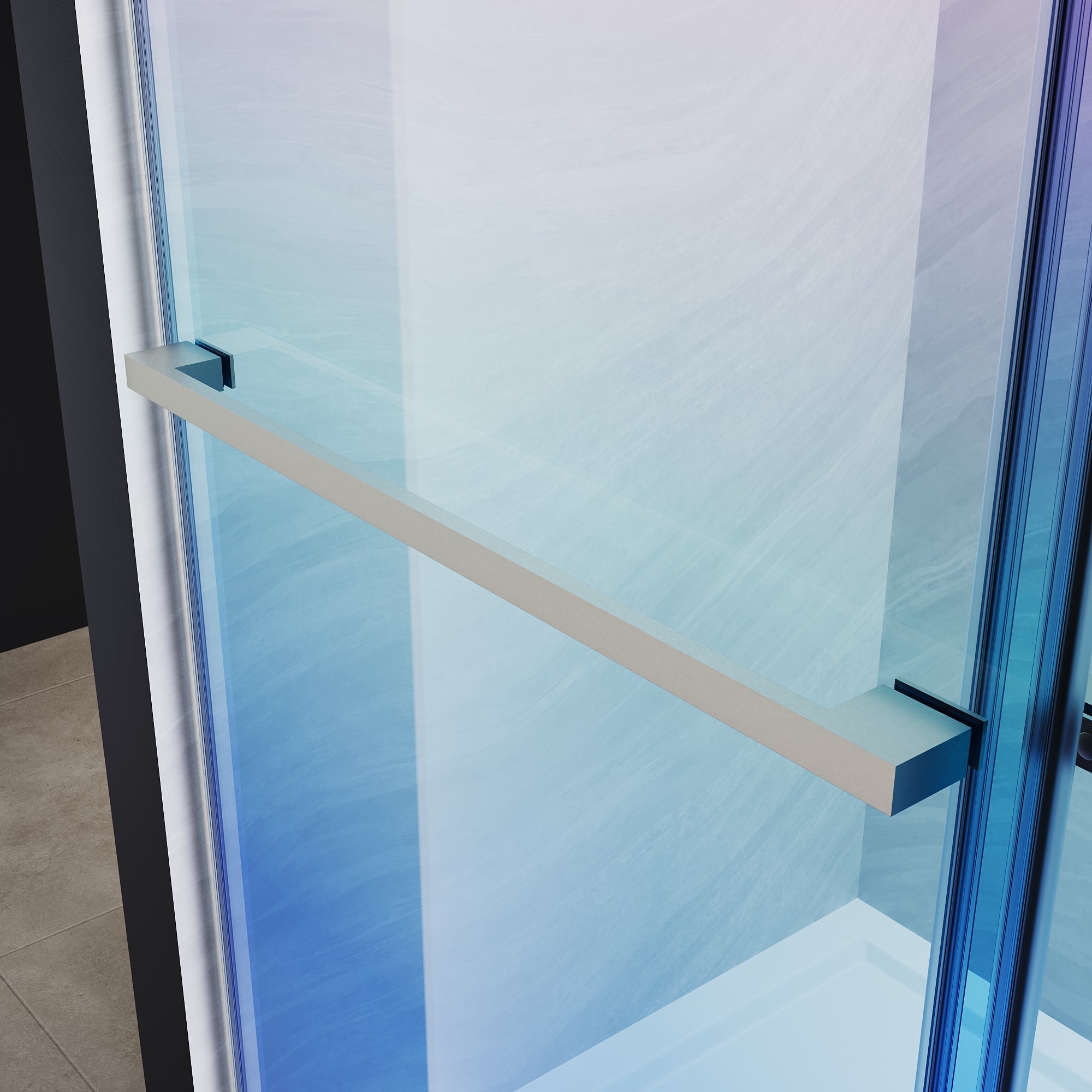 SUNNY SHOWER Custom Gradient Glass Double Sliding Shower Doors, Multi-Size & Multi-Finish Options