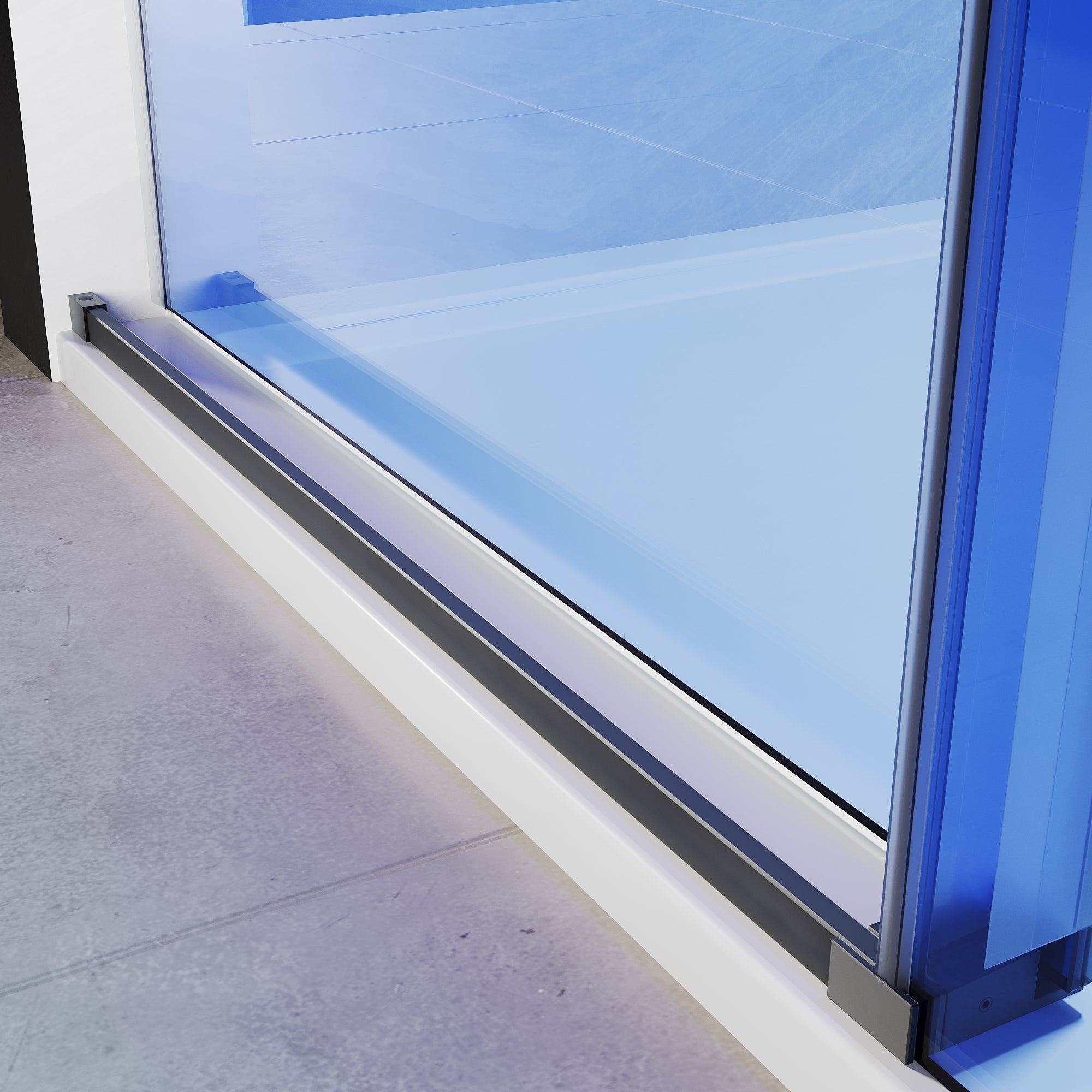 SUNNY SHOWER Custom Gradient Glass Double Sliding Shower Doors, Black Finish / Bright Silver / Brushed Silver