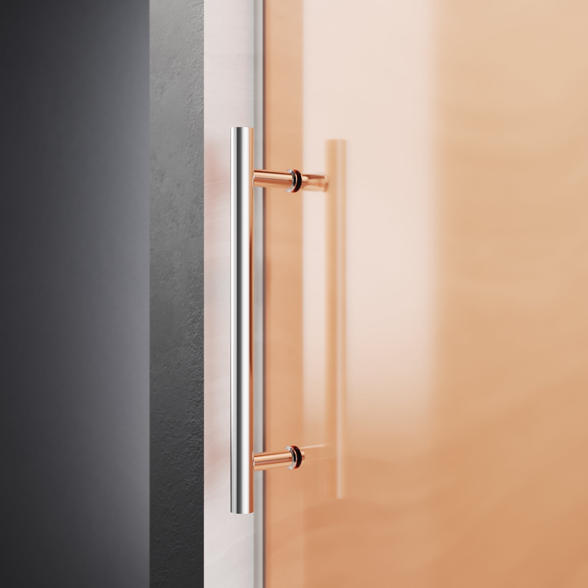 SUNNY SHOWER Custom Gradient Glass Double Sliding Shower Doors, Black Finish / Bright Silver / Brushed Silver