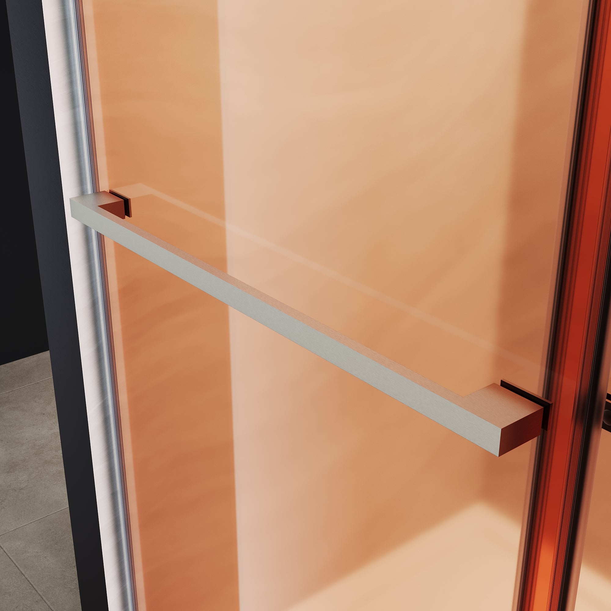 SUNNY SHOWER Custom Gradient Glass Double Sliding Shower Doors, Multi-Size & Multi-Finish Options