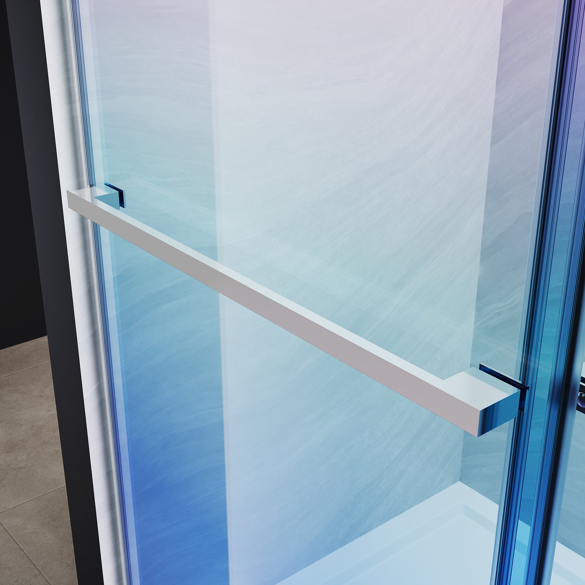 SUNNY SHOWER Custom Gradient Glass Double Sliding Shower Doors, Multi-Size & Multi-Finish Options